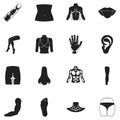 Part of body set icons in black style. Big collection part of body vector symbol stock illustration Royalty Free Stock Photo