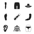 Part of body set icons in black style. Big collection of part of body vector symbol stock illustration Royalty Free Stock Photo