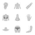 Part of body set icons in monochrome style. Big collection of part of body vector symbol stock illustration Royalty Free Stock Photo