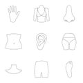 Part of body set icons in outline style. Big collection of part of body vector symbol stock illustration Royalty Free Stock Photo
