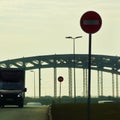 Part of the Bolsheokhtinsky bridge that crosses the Neva river