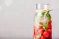 Water Flavored with Strawberry and Basil. Royalty Free Stock Photo