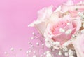 Part of bouquet of rose flowers on pink background for holiday Royalty Free Stock Photo