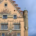 Part with bowfront of historic Town Hall with beautiful paintings, Ulm, on Romantic Road in South Germany Royalty Free Stock Photo