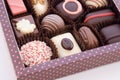 Part of box with chocolate bonbons