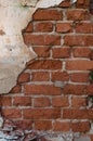 Part of the brick wall of the destroyed house after the earthquake.War and destruction Royalty Free Stock Photo