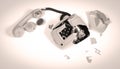Part of a broken old telephone, phone with dial plate - plastic phone Royalty Free Stock Photo