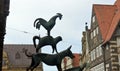 Part of bronze statue of the Town Musicians of Bremen in old city centre, beautiful monument, Bremen, Germany Royalty Free Stock Photo