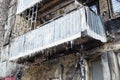 Part of the building damaged by fire. Royalty Free Stock Photo