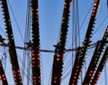 Part of the carousel, lamps. Night. Royalty Free Stock Photo