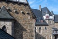 Part of medieval Schloss Burg with timber-framed bowfront, Castle Burg, Solingen, Germany