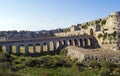 Part of the Castle of Methoni and blue sea landscape Messenia Greece - medieval Venetian fortification Royalty Free Stock Photo