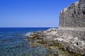 Part of the Castle of Methoni and blue sea landscape Messenia Greece - medieval Venetian fortification Royalty Free Stock Photo