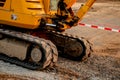 Part of catarpillar, bulldozer at road works