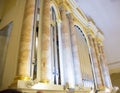 part of the church organ with many air pipes made of metal Royalty Free Stock Photo