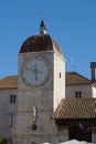 Part of the City Hall in Trogir old town, the clock tower Royalty Free Stock Photo