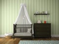 Part of classic children room with cradle Royalty Free Stock Photo