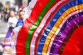 Part of a colorful traditional dancing costume during the Mexican Independence Day Parade Royalty Free Stock Photo