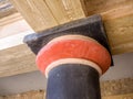 Part of column in Knossos palace ruins at Crete island, Greece. Famous Minoan palace of  Knossos Royalty Free Stock Photo