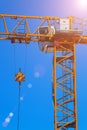 Part construction crane with blue sky background