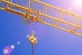 Part construction crane with blue sky background