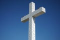 Part of a cross displayed in front of blue sky background in Chacabuco, Valley of Los Andes, Chile. Royalty Free Stock Photo