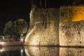 Part of the defensive wall around the Old Town in Kotor at night. Montenegro Royalty Free Stock Photo