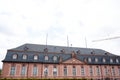 Part distant view on the upper part of a historical building in mainz germany Royalty Free Stock Photo