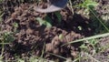 A drilling tool drills a hole in the ground