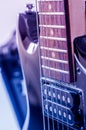 Part electric guitar and classic amplifier on a dark background Royalty Free Stock Photo