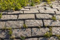 part of the embankment is made of stones and tiles