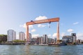 Eriksberg residential area in Gothenburg with the old shipyard crane Royalty Free Stock Photo