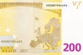 Part of 200 euro bill on macro. Royalty Free Stock Photo