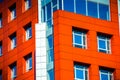 Part of the facade modern building with red and blue Royalty Free Stock Photo