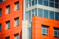 Part of the facade modern building with red and blue Royalty Free Stock Photo