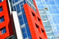 Part of the facade modern building with red and blue Royalty Free Stock Photo