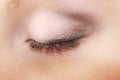 Part of face female eye makeup applying with brush Royalty Free Stock Photo