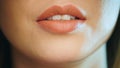 Part of face - lips, young woman close up Royalty Free Stock Photo
