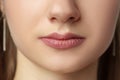 Part of face, young woman lips close up Royalty Free Stock Photo