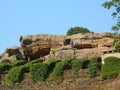 A part of the famous Udaygiri Caves curver out of stones Royalty Free Stock Photo