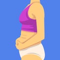 Part of Female Body, Woman Clamping Fold of Fat Belly with Her Hands, Side View, Human Figure After Weight Loss, Obesity Royalty Free Stock Photo