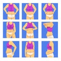 Part of Female Overweight Body Set, Human Figure After Weight Loss, Front, Back and Side View, Obesity and Unhealthy Royalty Free Stock Photo