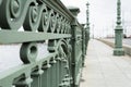 Part of fence of Trinity Bridge over Neva River close-up - August 2020, St Petersburg, Russia Royalty Free Stock Photo