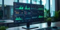 Financial Statistics and numbers on a display being reviewed by AI