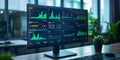 Financial Statistics and numbers on a display being reviewed by AI