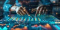 Financial Statistics and numbers on a display being reviewed by AI