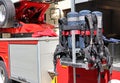 Part of the firefighter vehicle with oxygen tanks