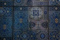 Part of the floor, blue tile with ornament Royalty Free Stock Photo