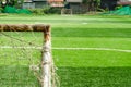 Part of football goal in soccer field the countryside