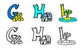 Part 3 g h i coloring book letters with pictures in german and english